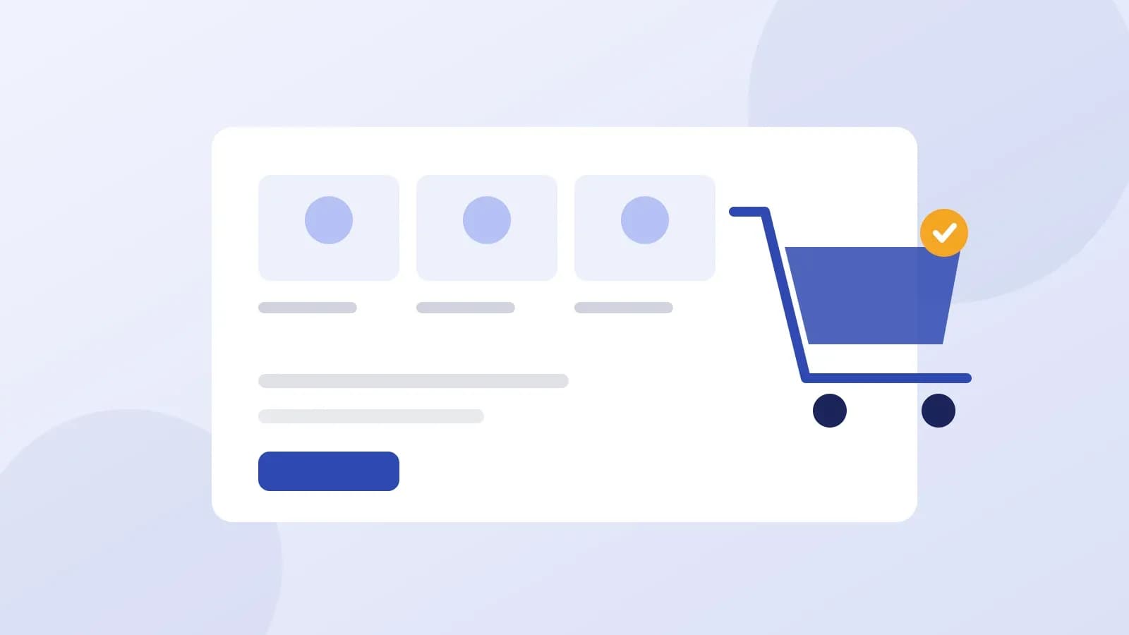 Ürün kartları ve alışveriş sepeti çizimi — e-ticaret satın alma akışını temsil eder.