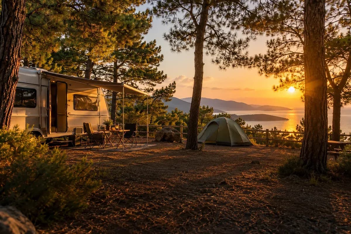 Kamp, Karavan ve Doğa Turizmi sektörünü temsil eden çalışma ortamı fotoğrafı